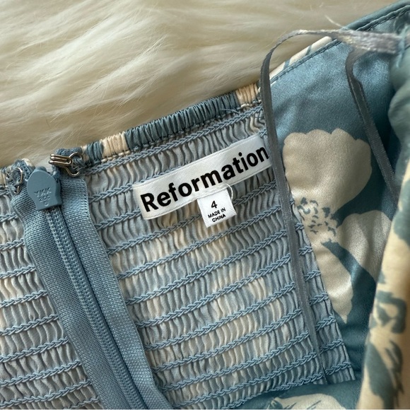 Reformation Barrow Silk Dress - Blue - Size 4 - Picture 8 of 8